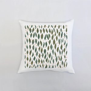 green plantation Λευκό μαξιλάρι από 100% βαμβάκι, και σχέδιο με πράσινα φύλλα
