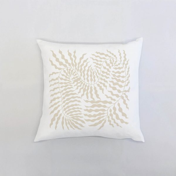 vanilla ferns Λευκό μαξιλάρι από 100% βαμβάκι, και σχέδιο με μπεζ φτέρη