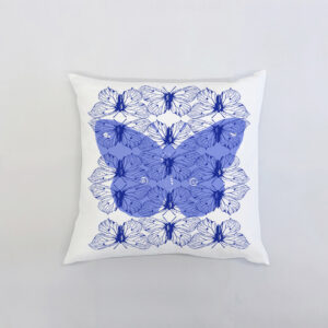 New Life Baby Blue Λευκό μαξιλάρι από 100% βαμβάκι, και σχέδιο με μπλε πεταλούδες